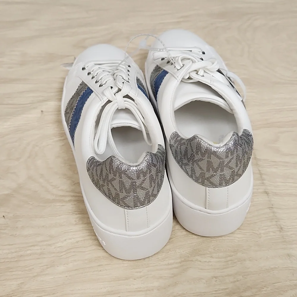 Classic White and Blue Sneakers with Athletic Style